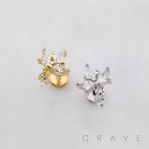 MULTI  MARQUISE CZ FAN DANGLE THREADLESS (PUSH IN) 316L SURGICAL STEEL LABRET SET